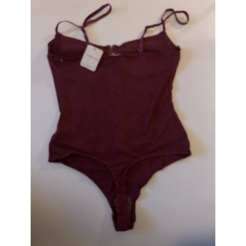 🆕 New With Tags FREE PEOPLE Night Rhythm Corset Bodysuit / Washed Maroon - Picture 9 of 13